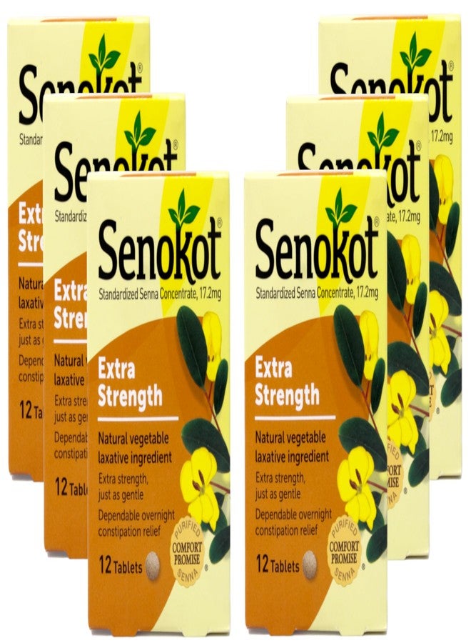 Senokot Extra Strength Natural Vegetable Laxative - 12 Tablets Each (Value Pack of 6) - Image 1